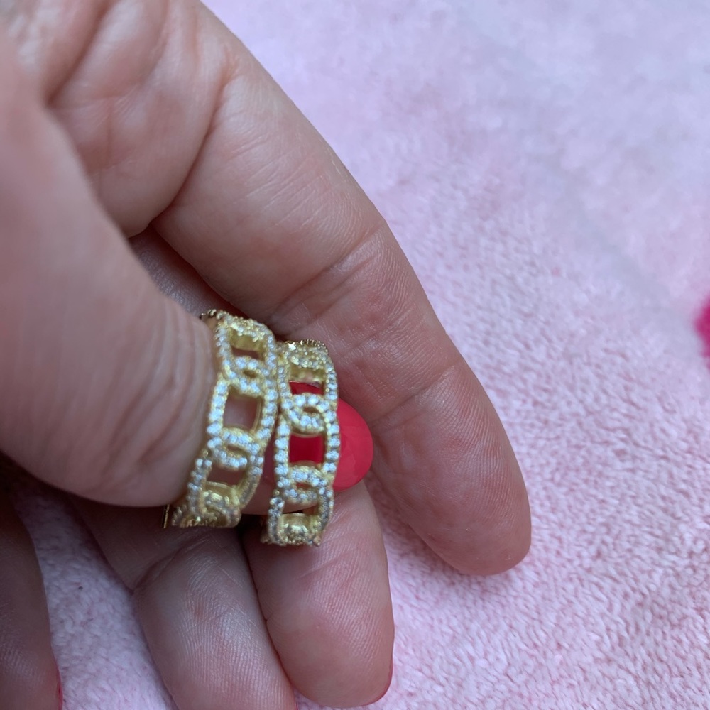 Gold/CZ Hoop Earrings